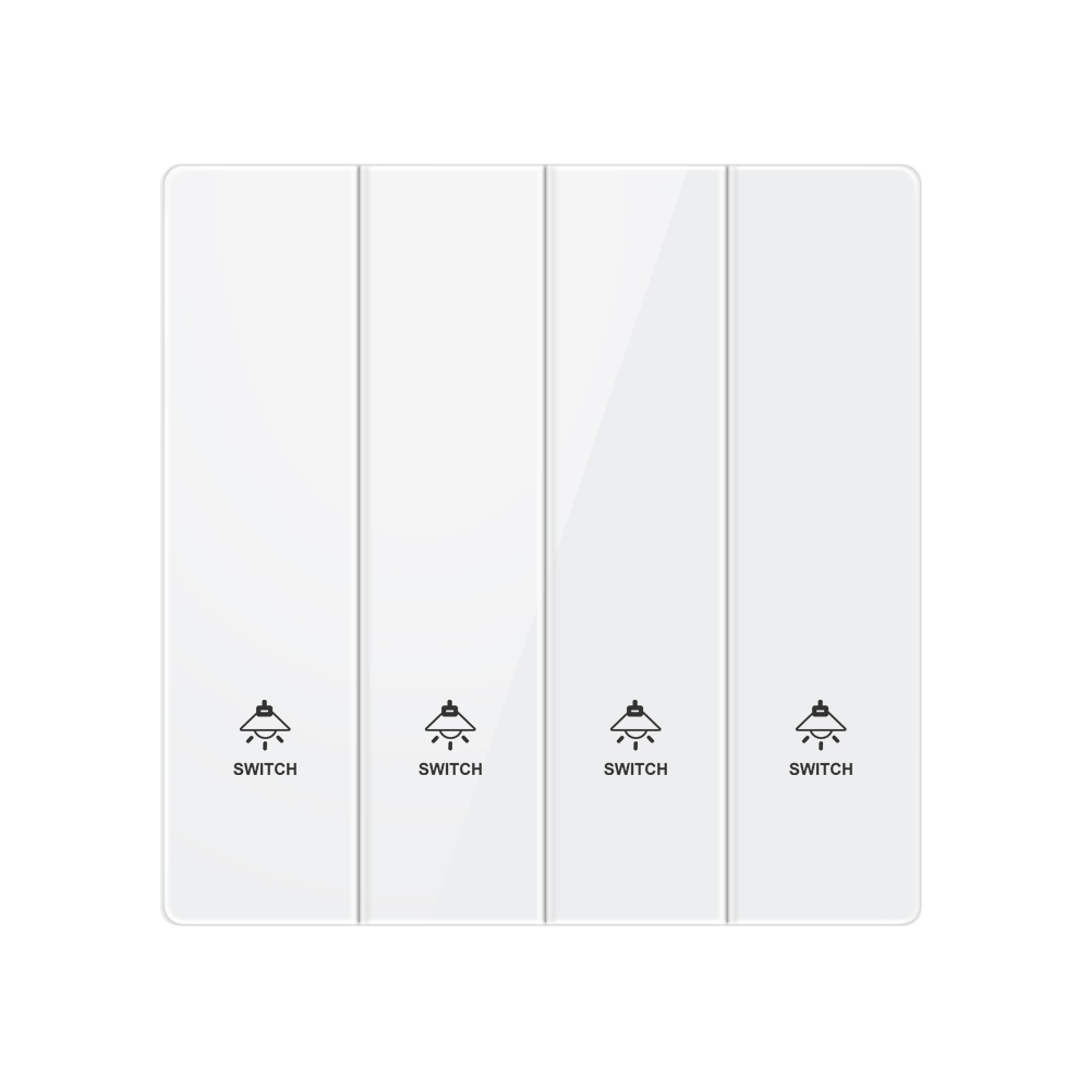 Tempered Glass Switch-YTG 4 Gang 1 Way switch-White